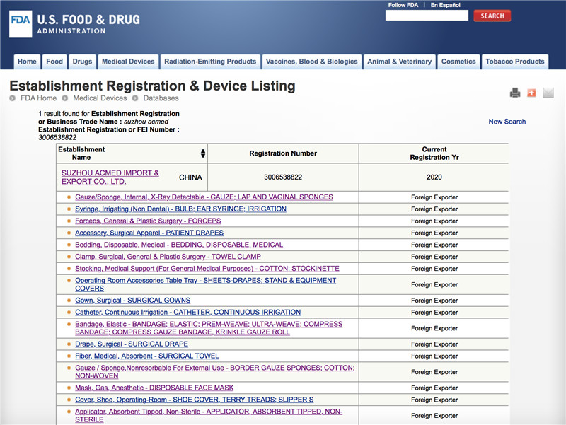 Suzhou-Acmed-FDA-Reg-for-2020